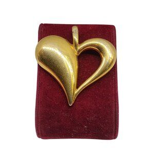 Vintage Monet Heart Charm Gold Tone Pendant Retro Jewelry 80's 90's